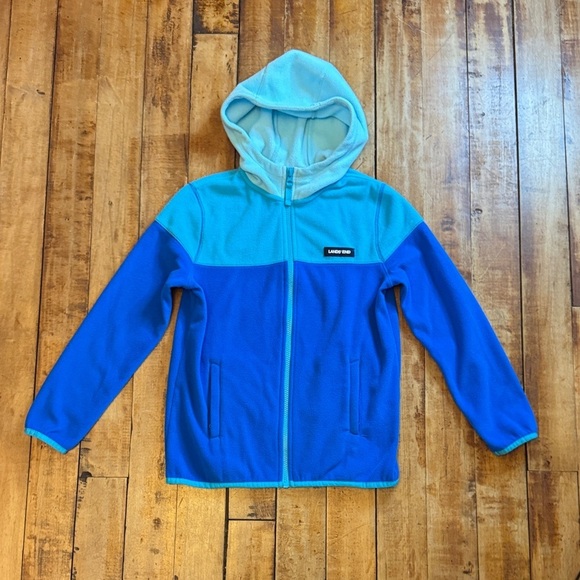 Lands' End Other - Lands End Fleece full zip size 10 unisex hooded blue color block